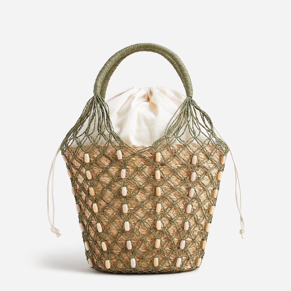 J.Crew Sedona basket bag in beaded caramel olive